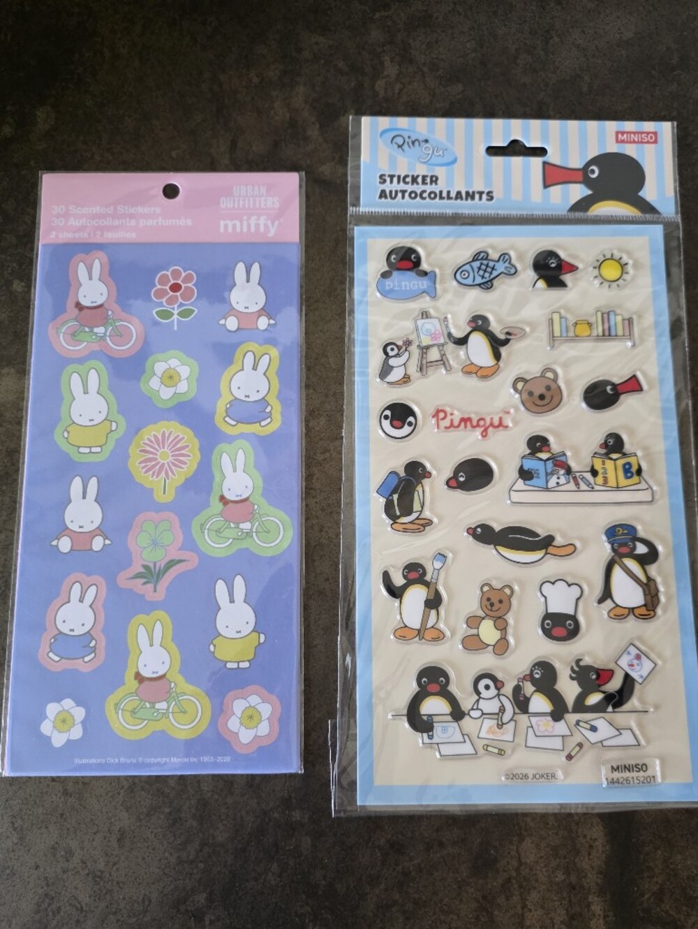2 New Sticker Sheets Miffy And Pingu